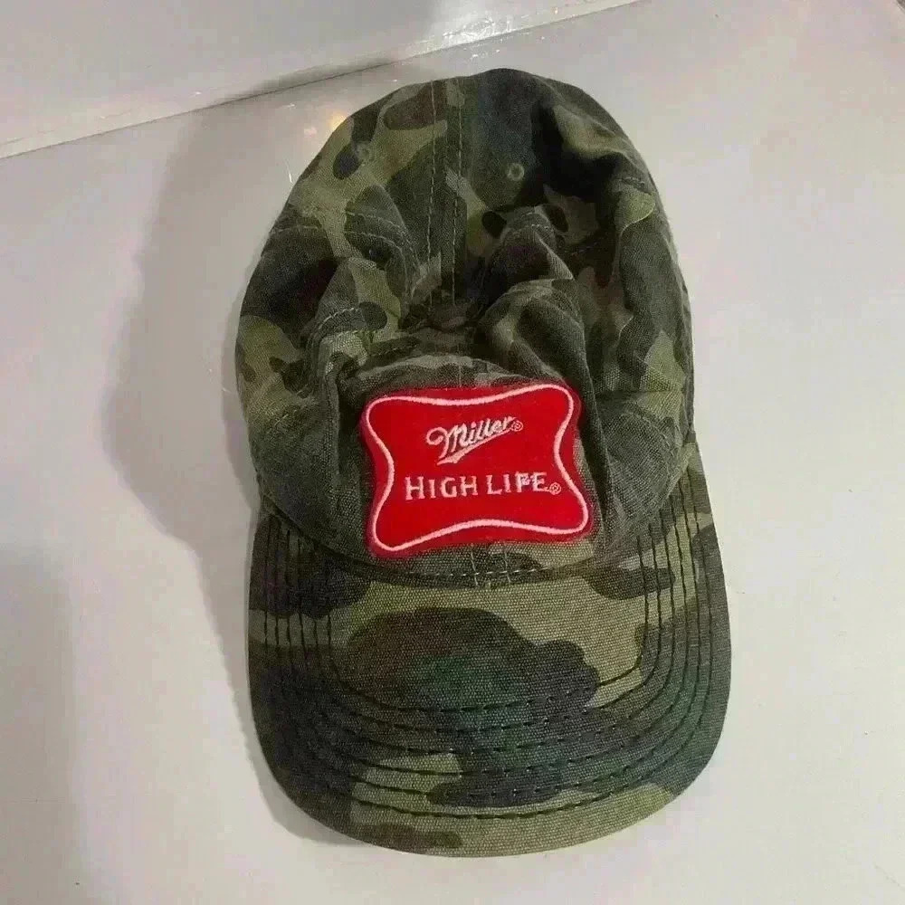 Miller Life high life camouflage baseball hat adjustable strap